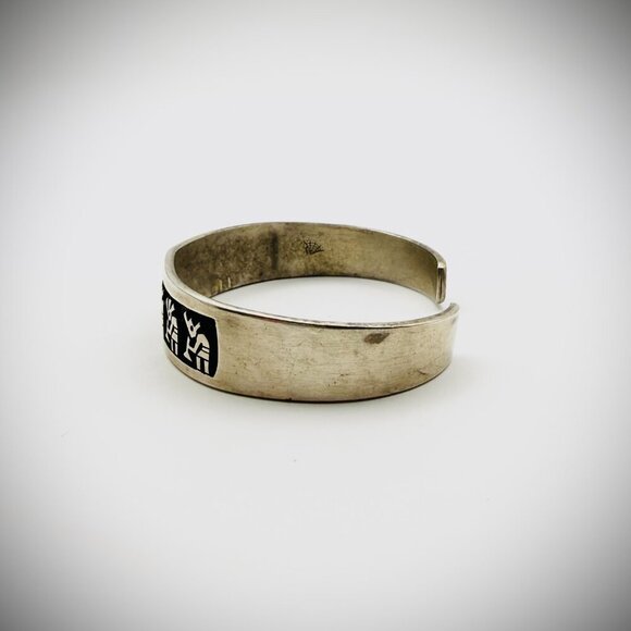 Vintage Hopi Sterling Overlay Cuff Bracelet – Spiderweb Hallmark - Picture 4 of 6